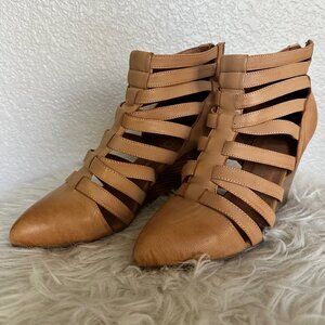 Jeffrey Campbell 'Vector' Nude Gladiator Caged Wedge Sandal Shoes (Size 9.5)